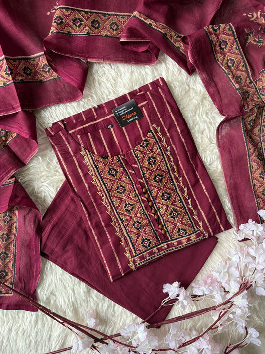 Premium Cotton Kurti Pant Dupatta Set