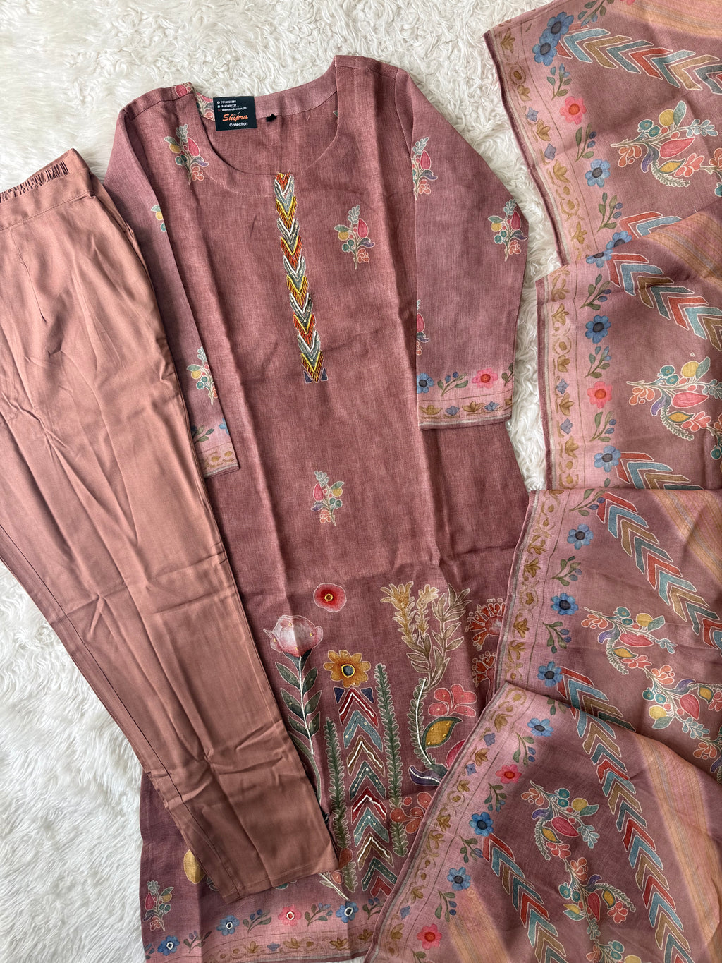 Linen Kurti Pant Dupatta Set