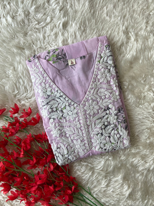 Mul Cotton Thread Work Flare Kurti