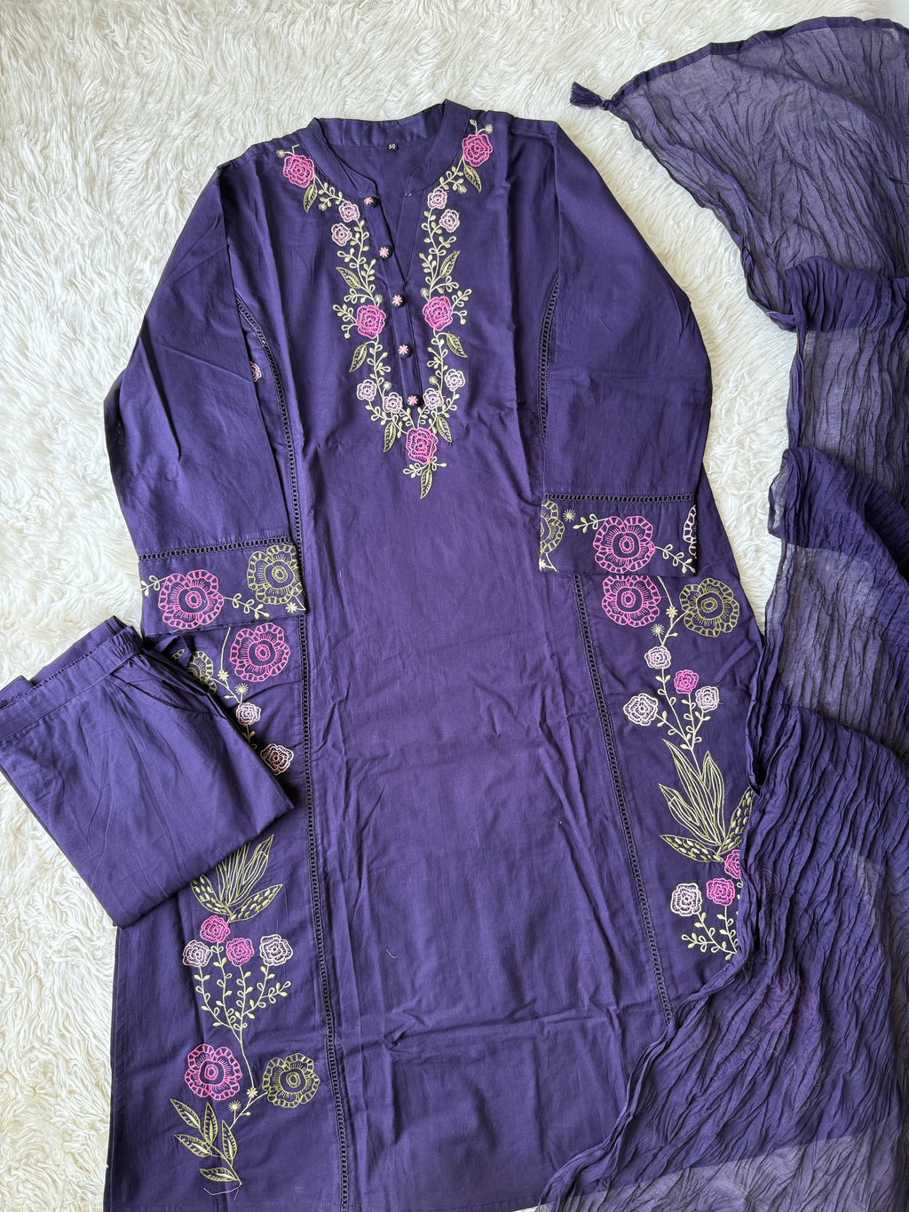 Premium Cotton Kurti Pant Dupatta Set