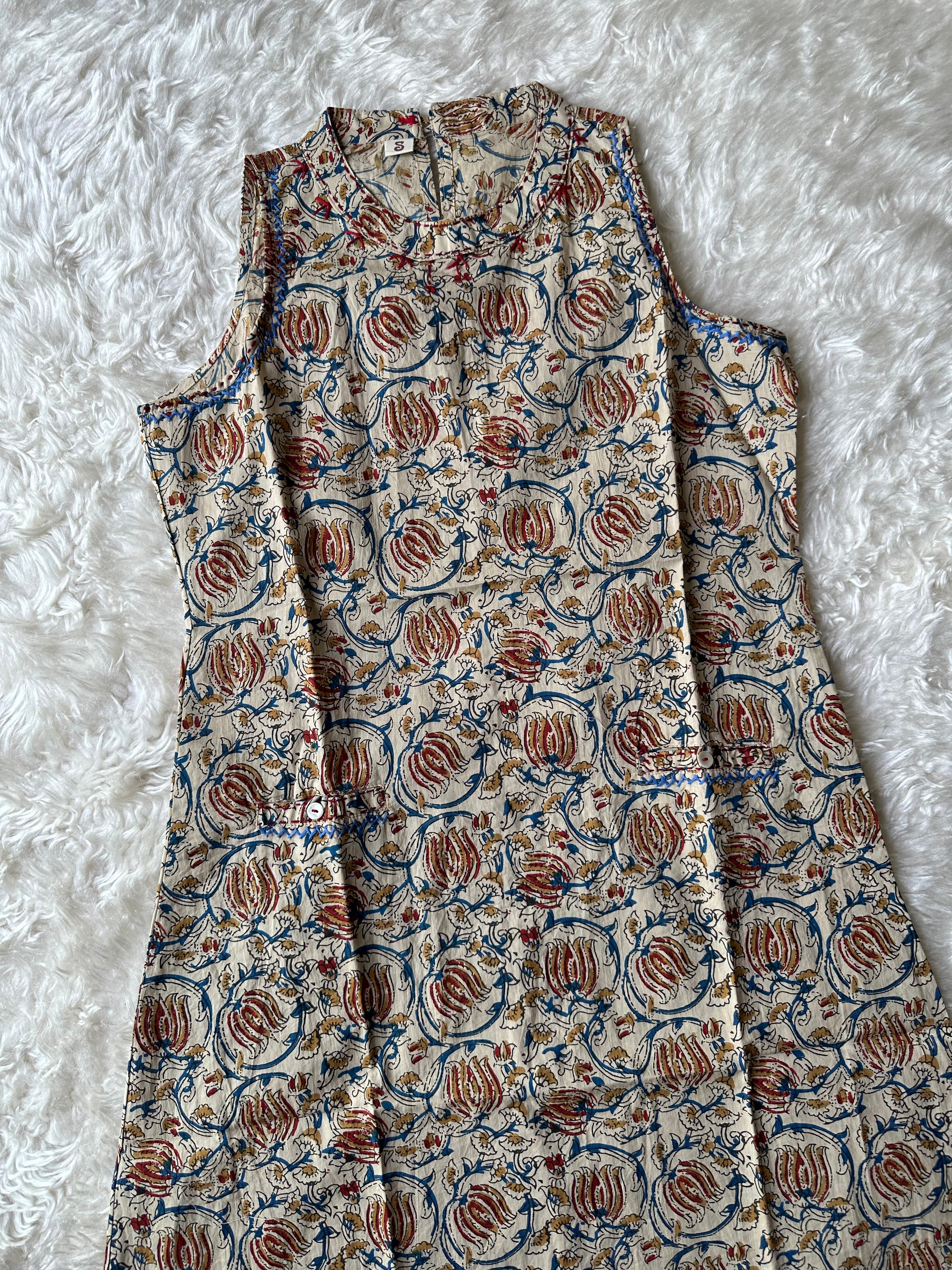 Pure Cotton Sleeveless Kurti Pant Set