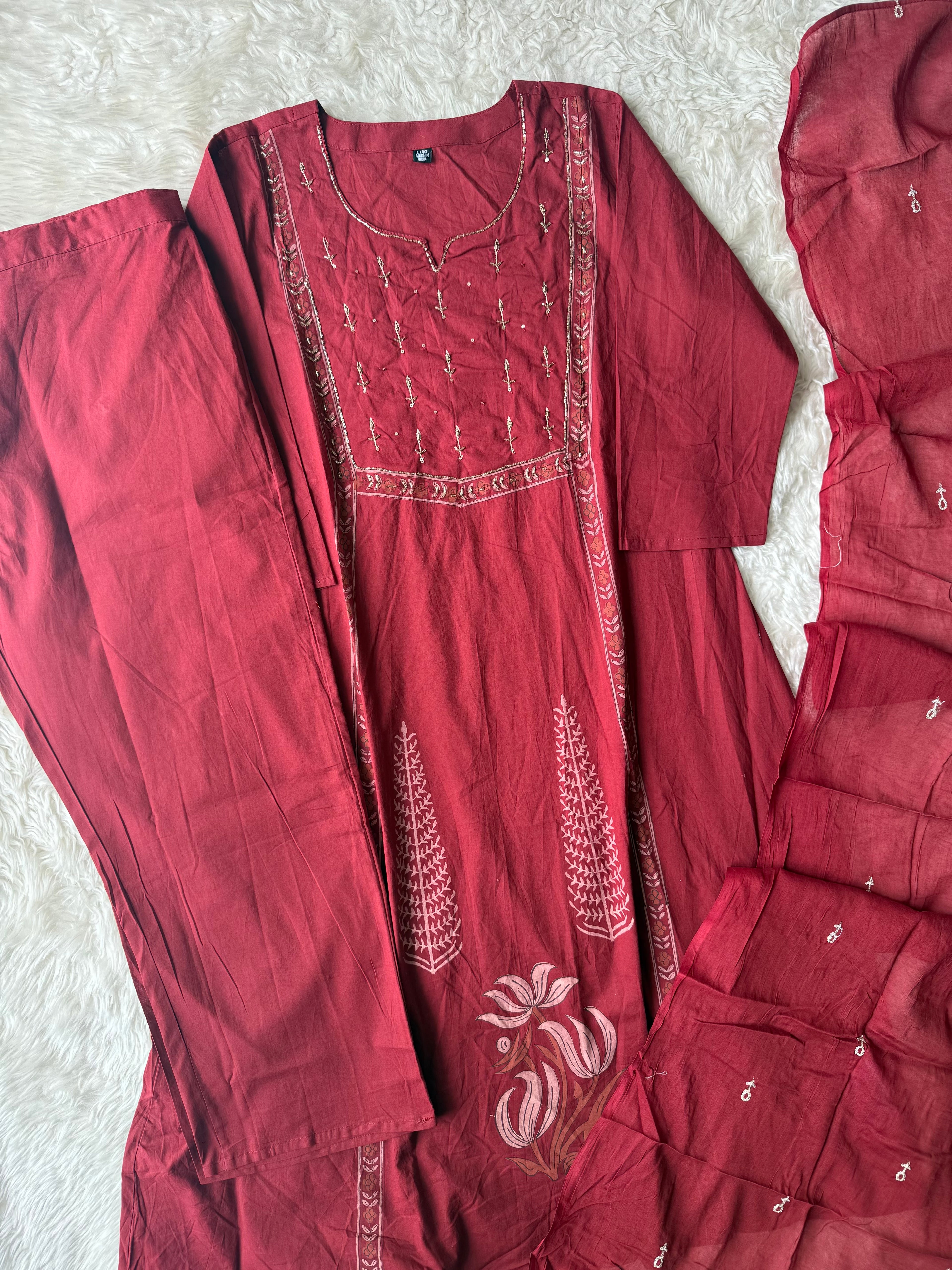 Premium Cotton Kurti Pant Dupatta Set
