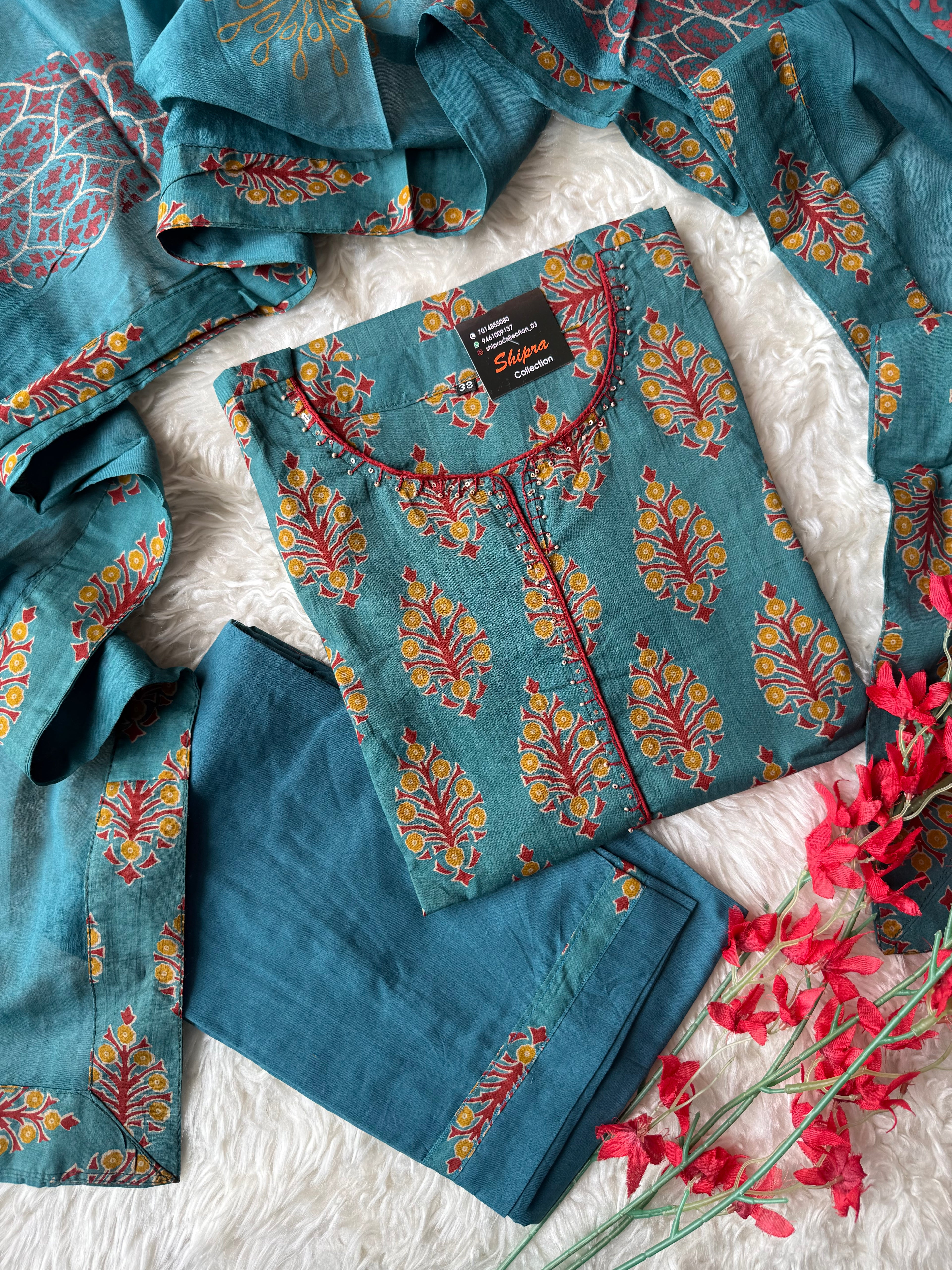 Premium Cotton Kurti Pant Dupatta Set