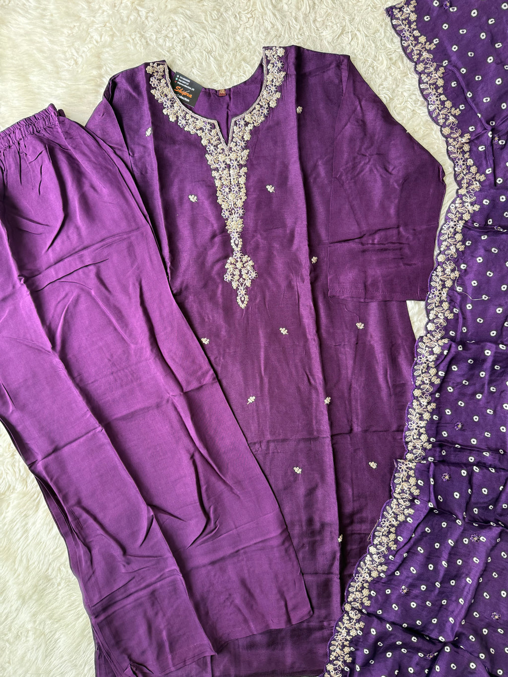 “Plus Size” Russian Silk Kurti Plazo Dupatta Set