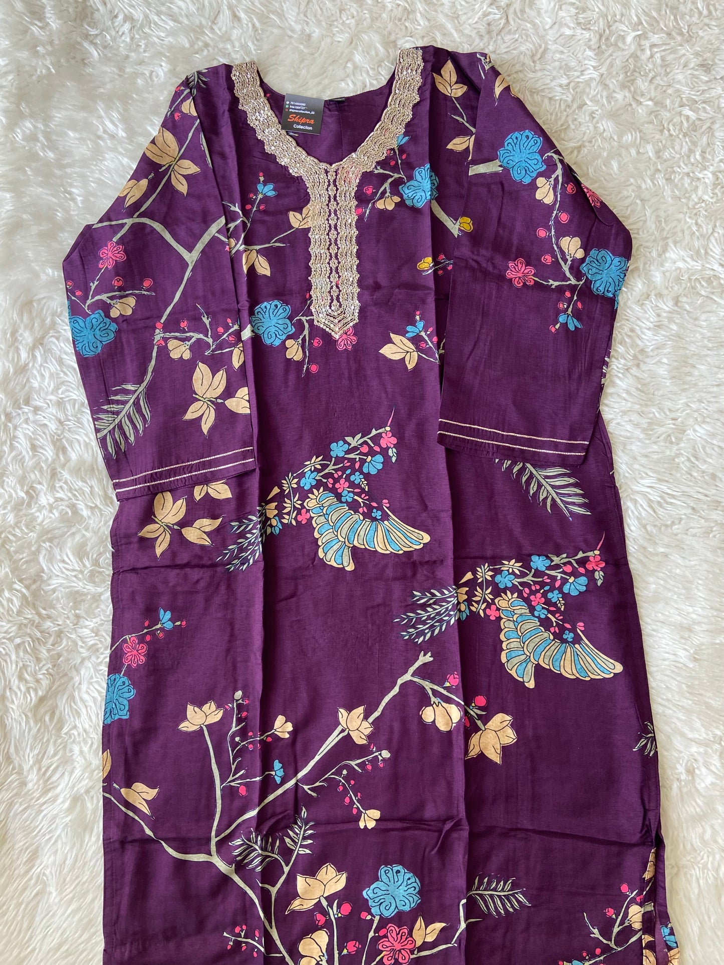 Plus Size Russian Silk Kurti Pant Dupatta Set