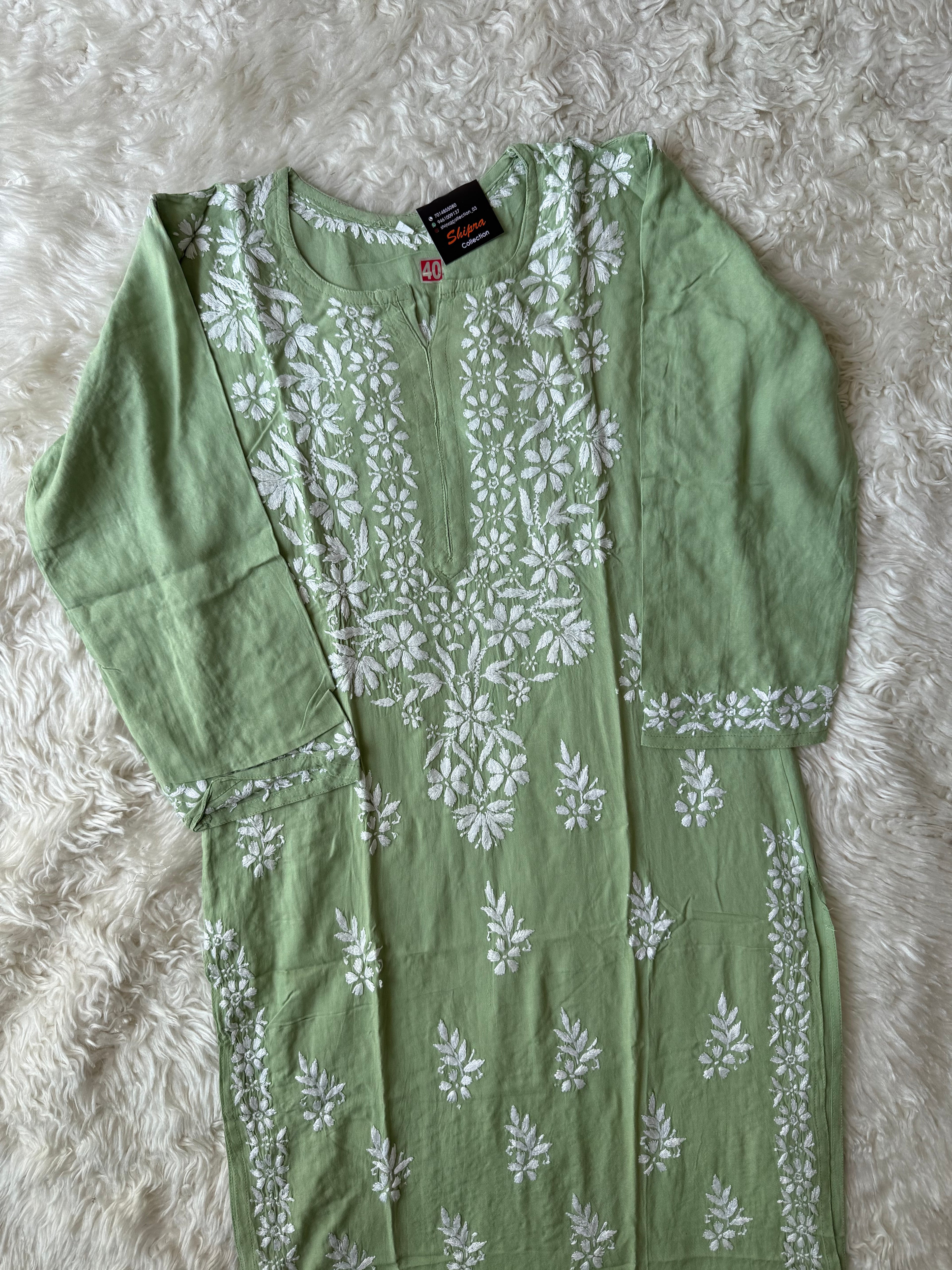 Heavy Rayon Chikankari Kurti Plazo Set