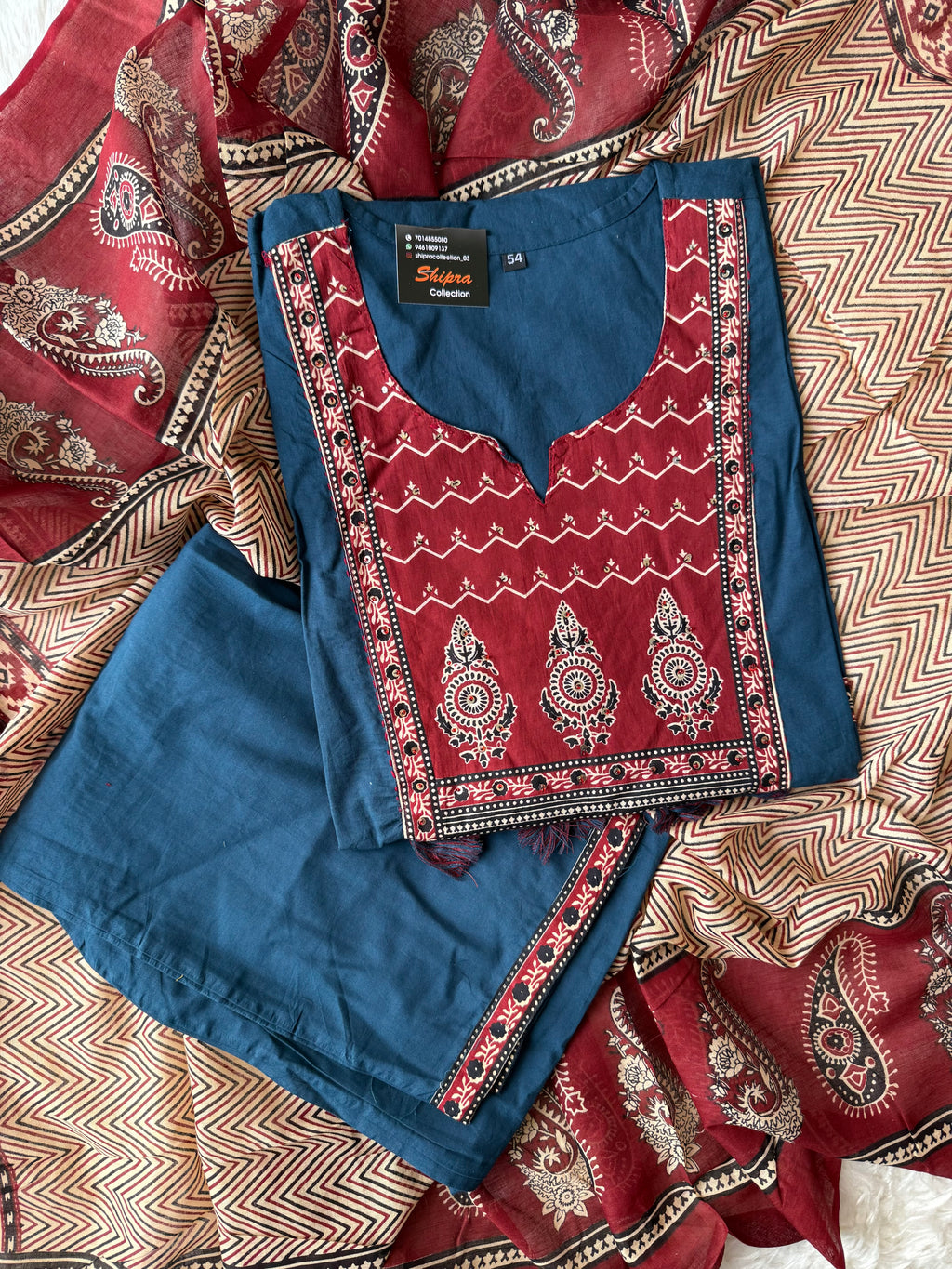Pure Cotton Kurti Pant Dupatta Set