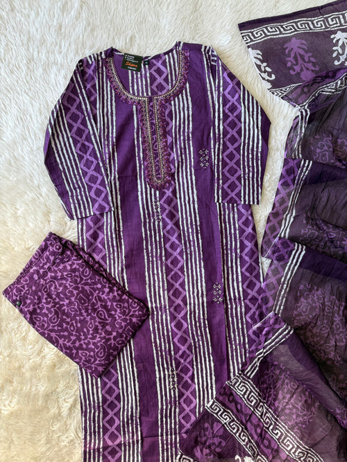 Best Seller ✅ Pure Cotton Kurti Pant Dupatta Set