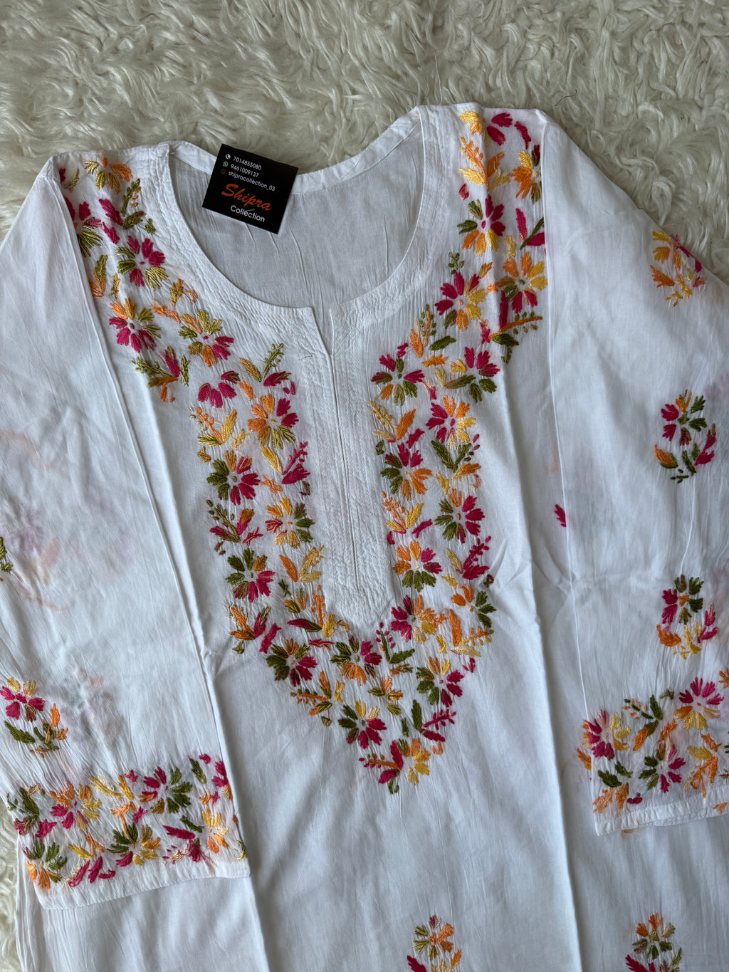 Mul Cotton Chikankari kurti