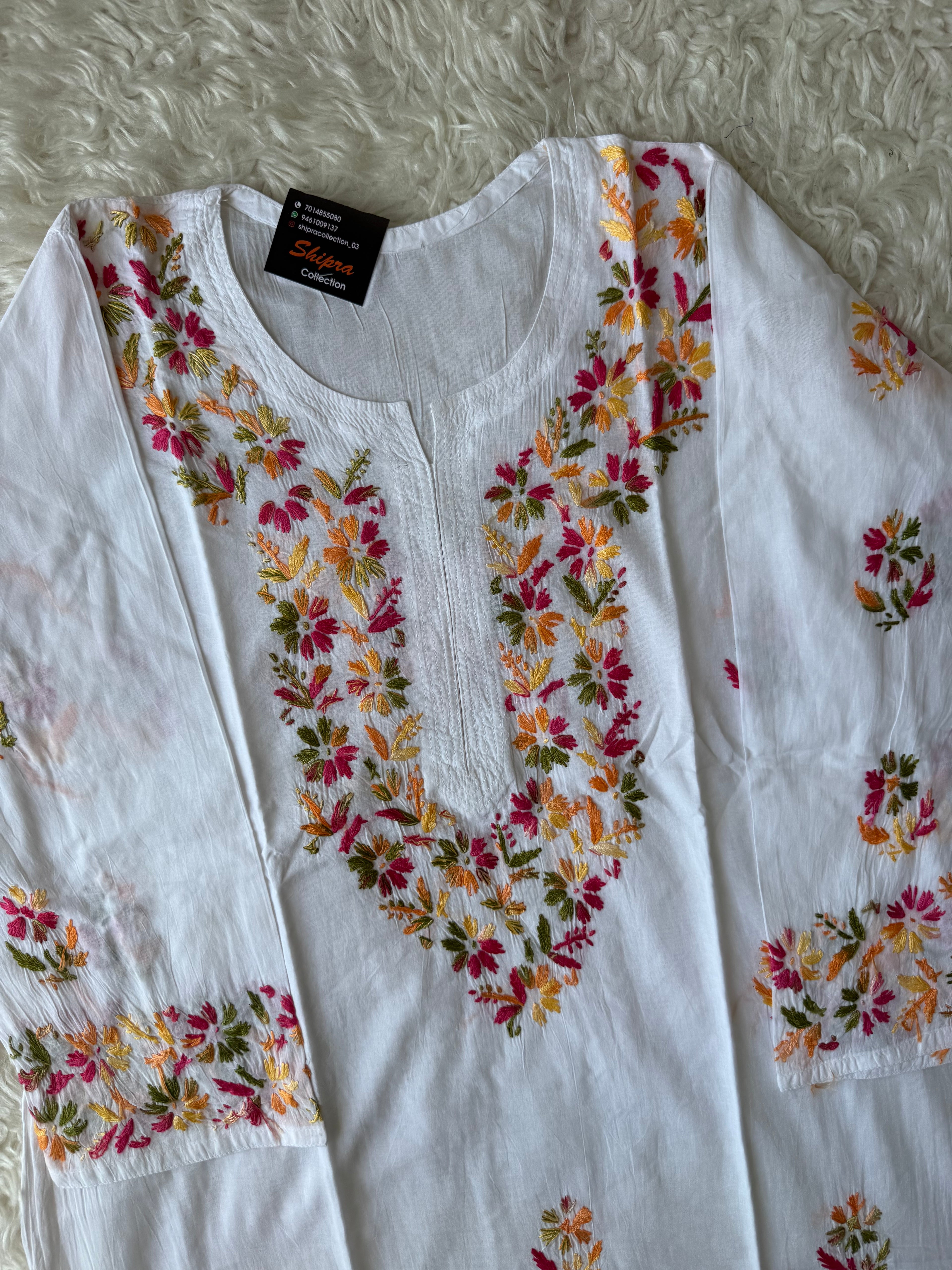 Mul Cotton Chikankari kurti