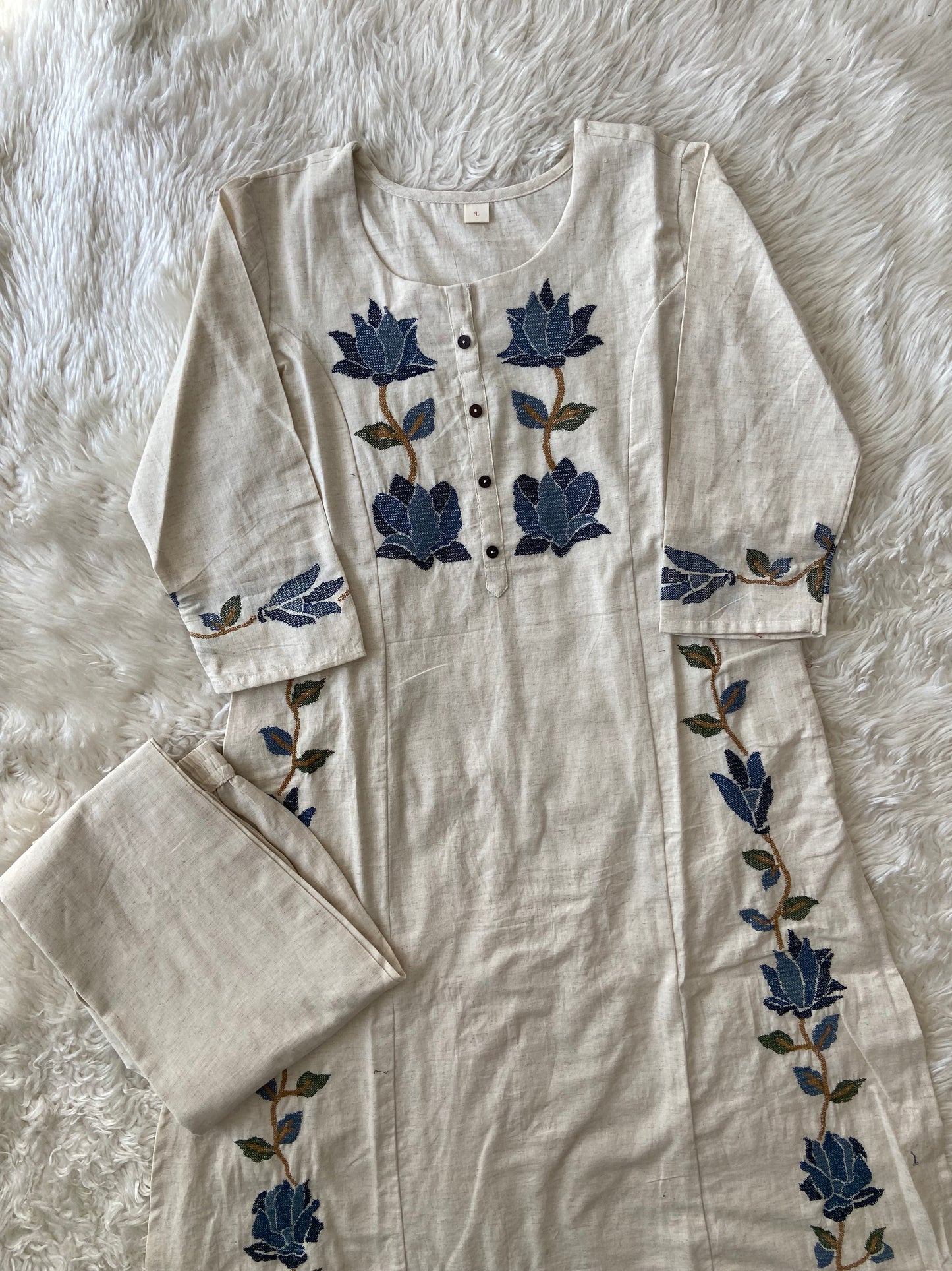 Khadi Cotton Kurti Pant Set
