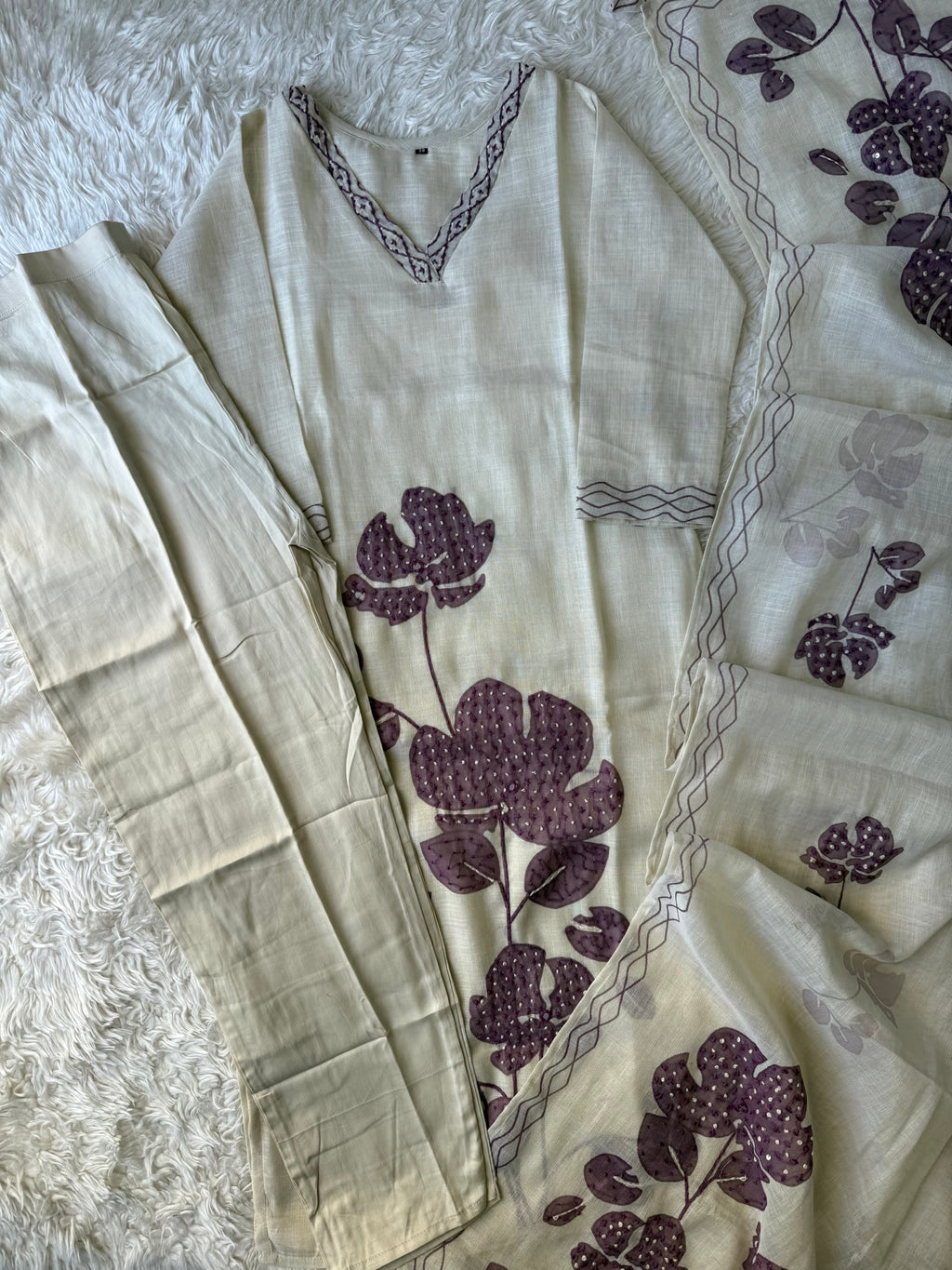Linen Kurti Pant Dupatta Set