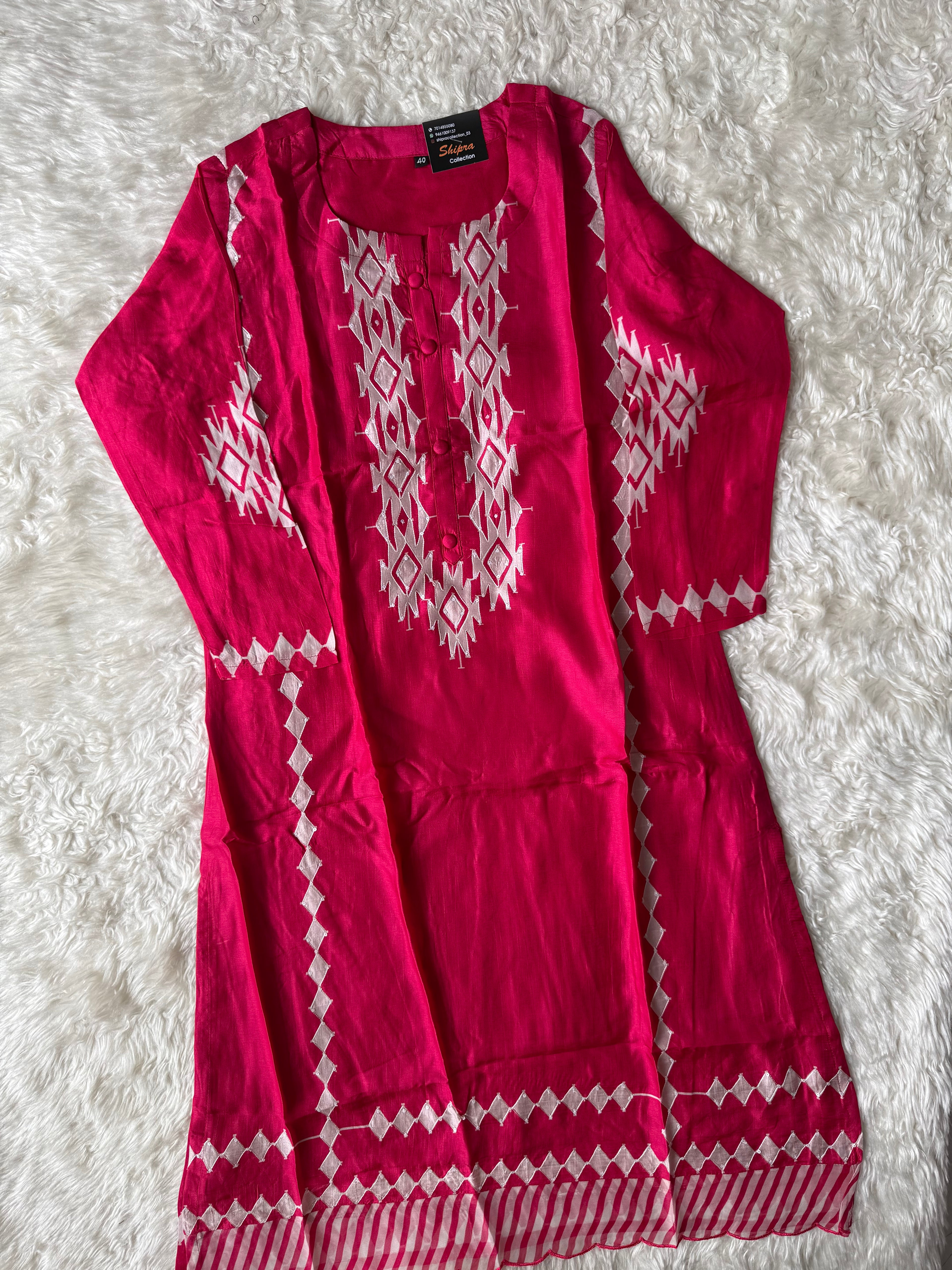 Butter Silk Kurti Pant Dupatta Set