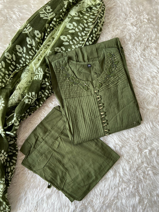 Budget Friendly Aline Kurti Pant Dupatta Set
