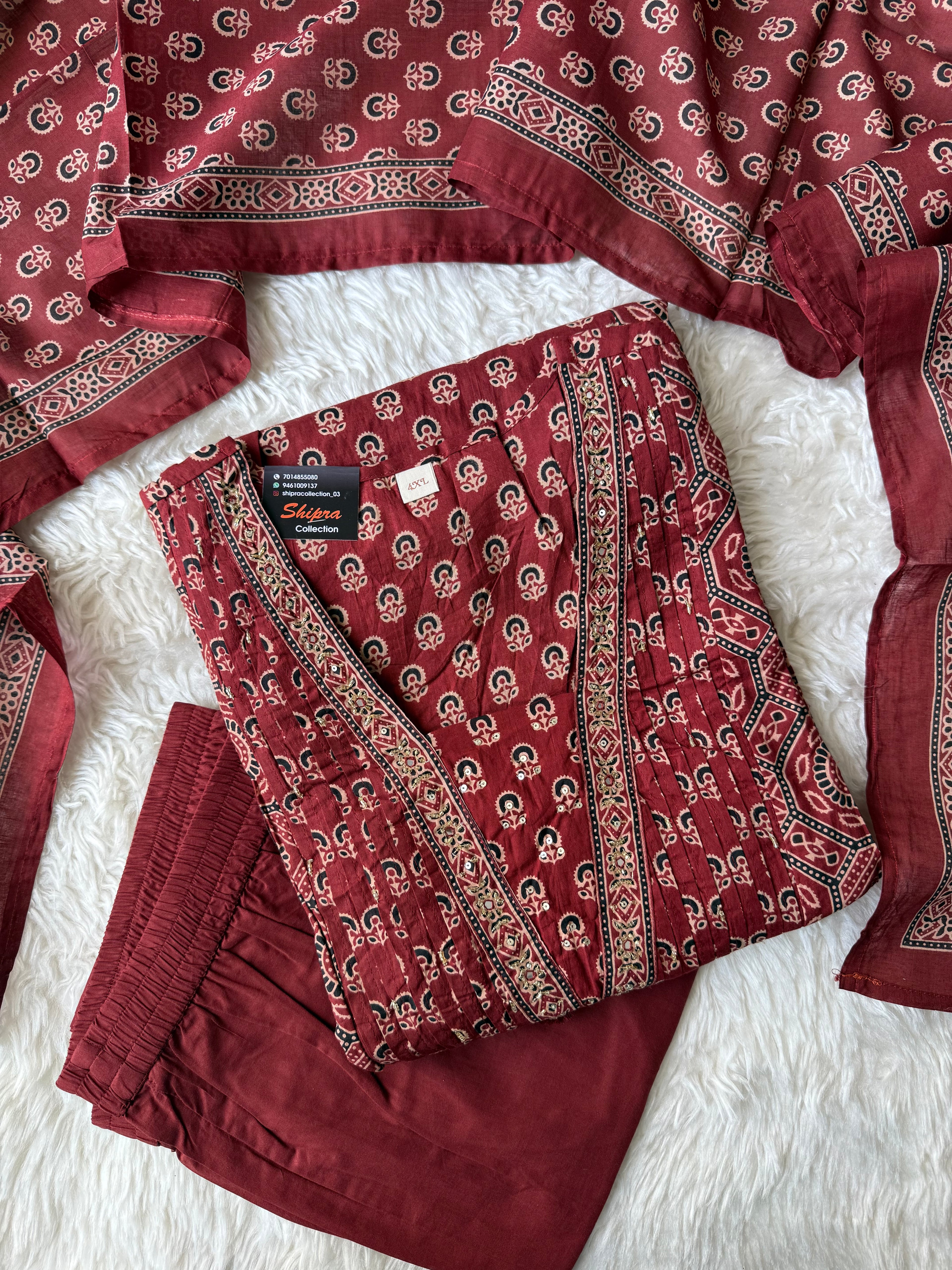 Premium Cotton FLARE Kurti Pant Dupatta Set