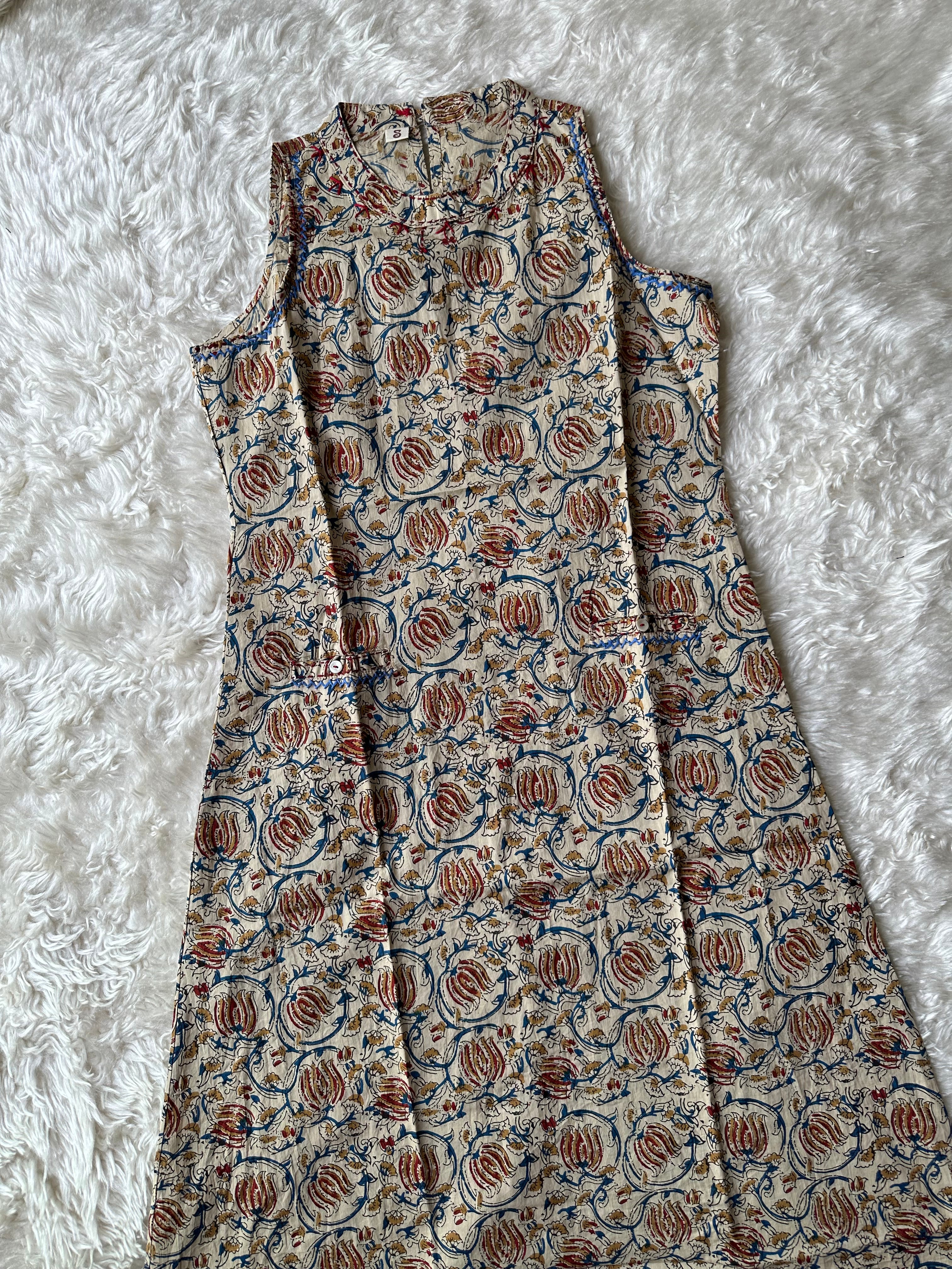 Pure Cotton Sleeveless Kurti Pant Set