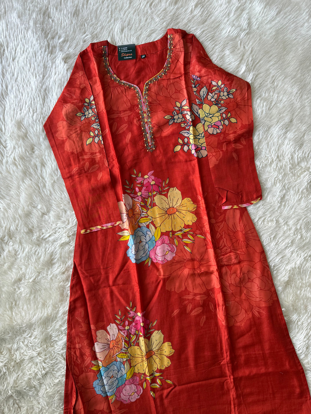 Russian Silk Kurti Pant Dupatta Set