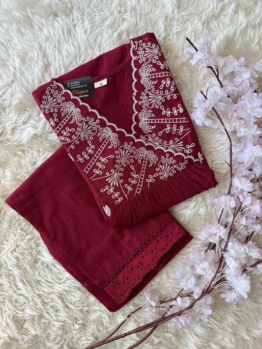 Khadi Cotton Kurti Plazo Set