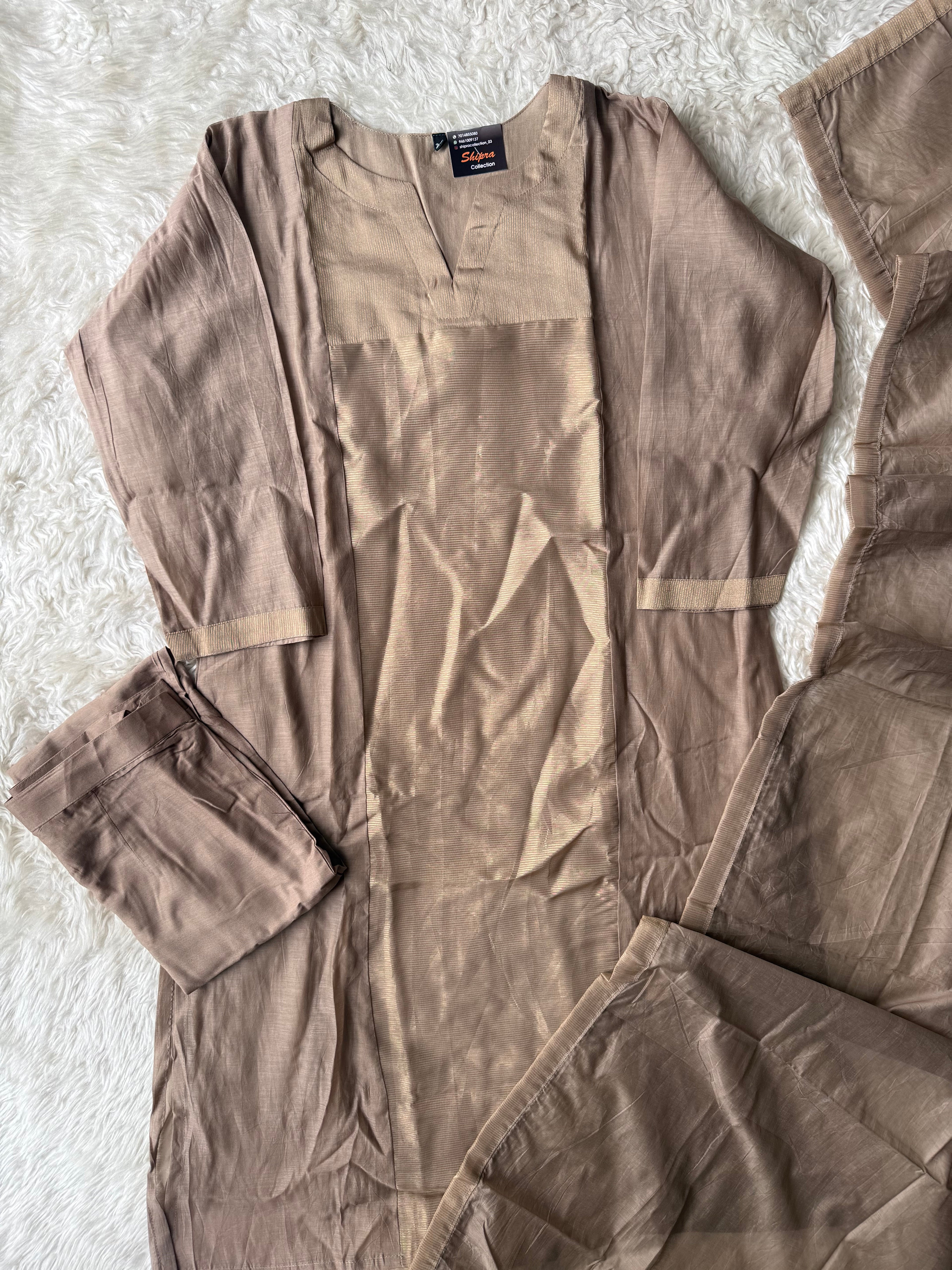 “Plus Size” Mul Chanderi Kurti Pant Dupatta Set