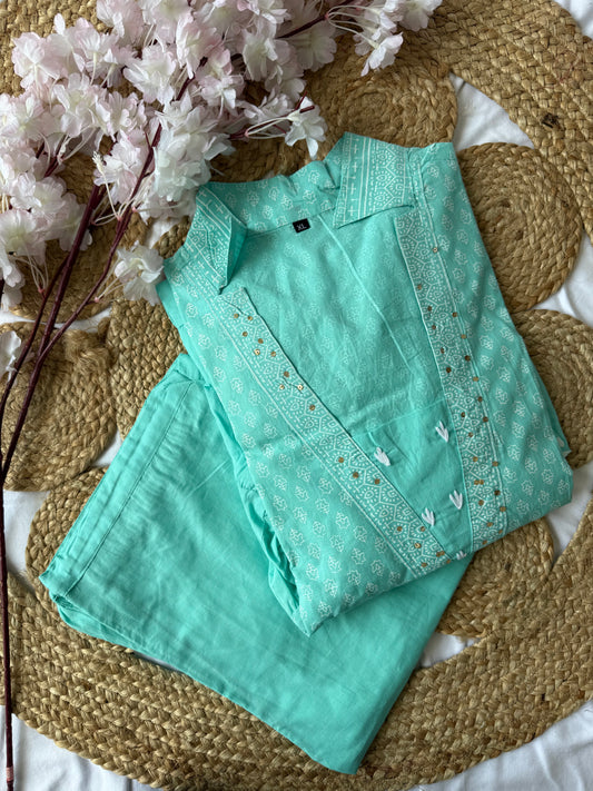 Cotton FLARE Kurti Pant Set