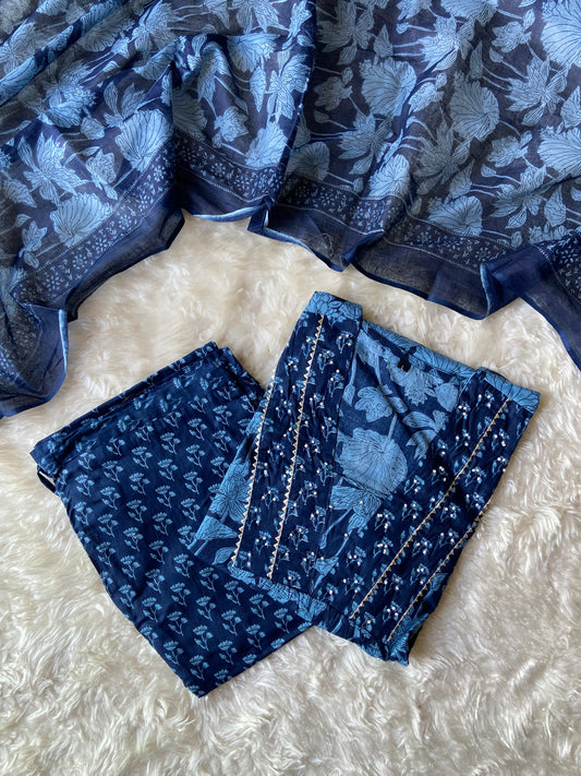 Budget Friendly FLARE Kurti Pant Dupatta Set