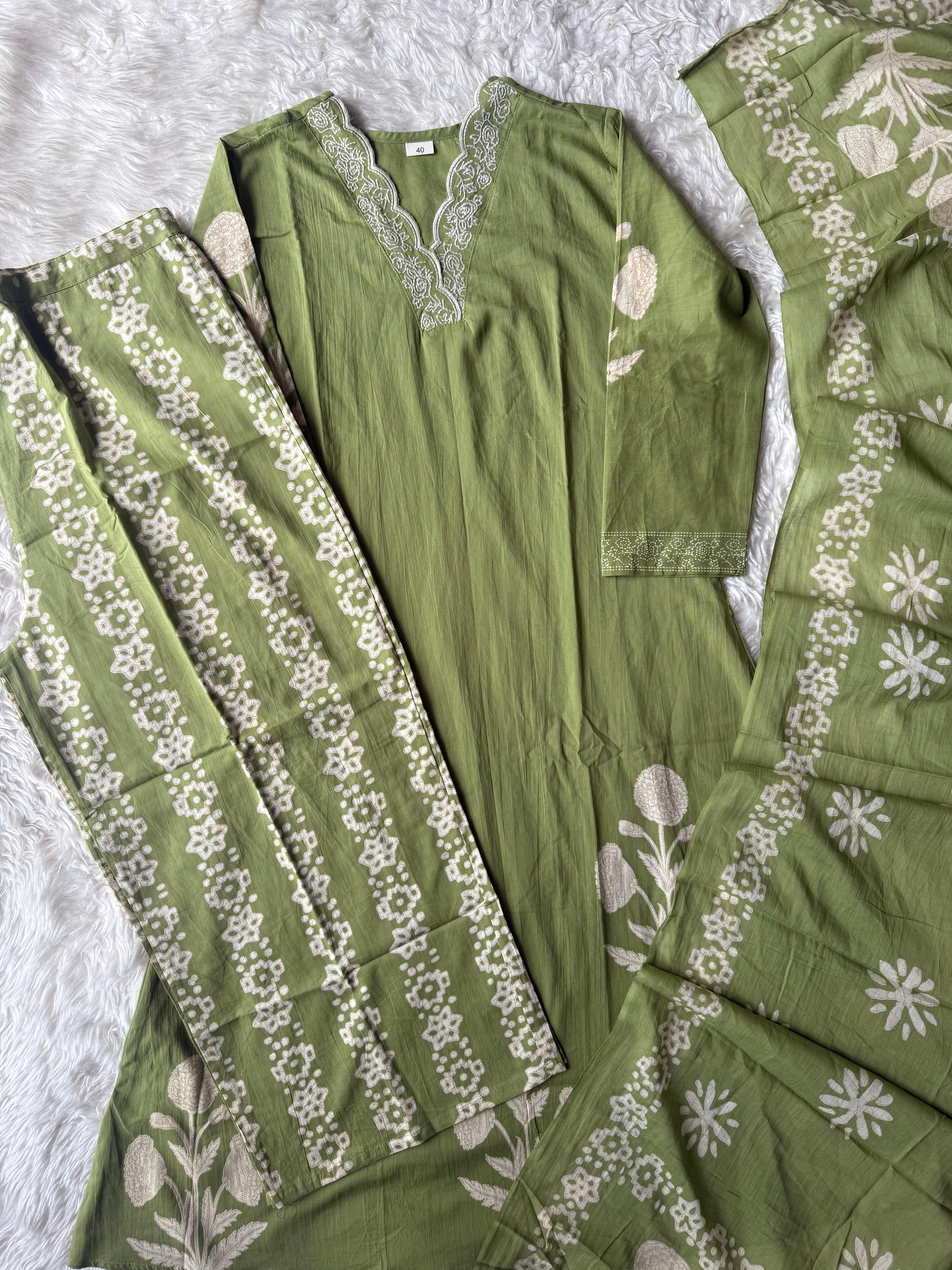 Premium Cotton Kurti Plazo Dupatta Set