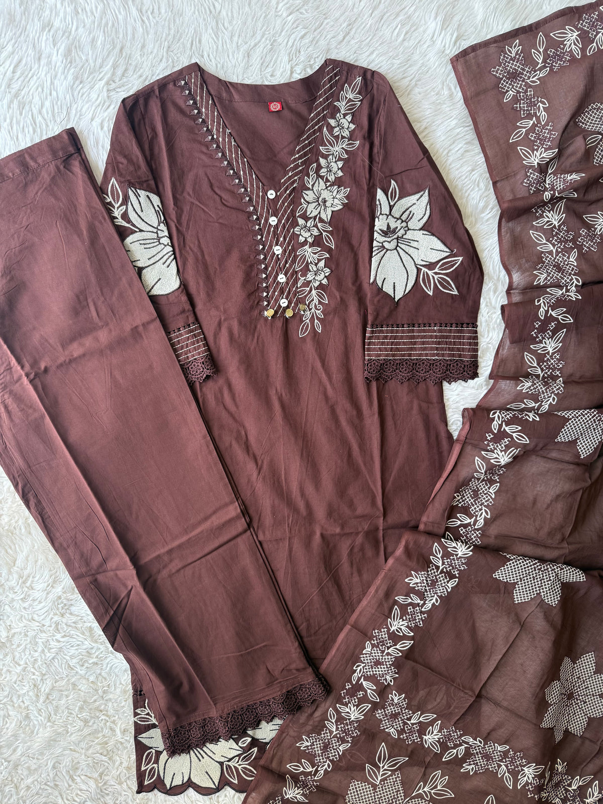 Pure Cotton Kurti Pant Dupatta Set