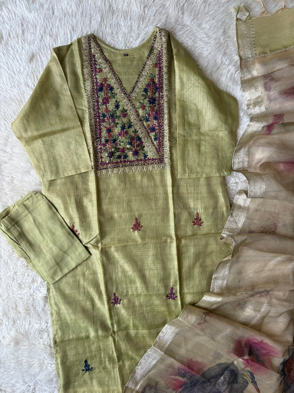 “Plus Size” Doriya Kurti Pant Dupatta Set
