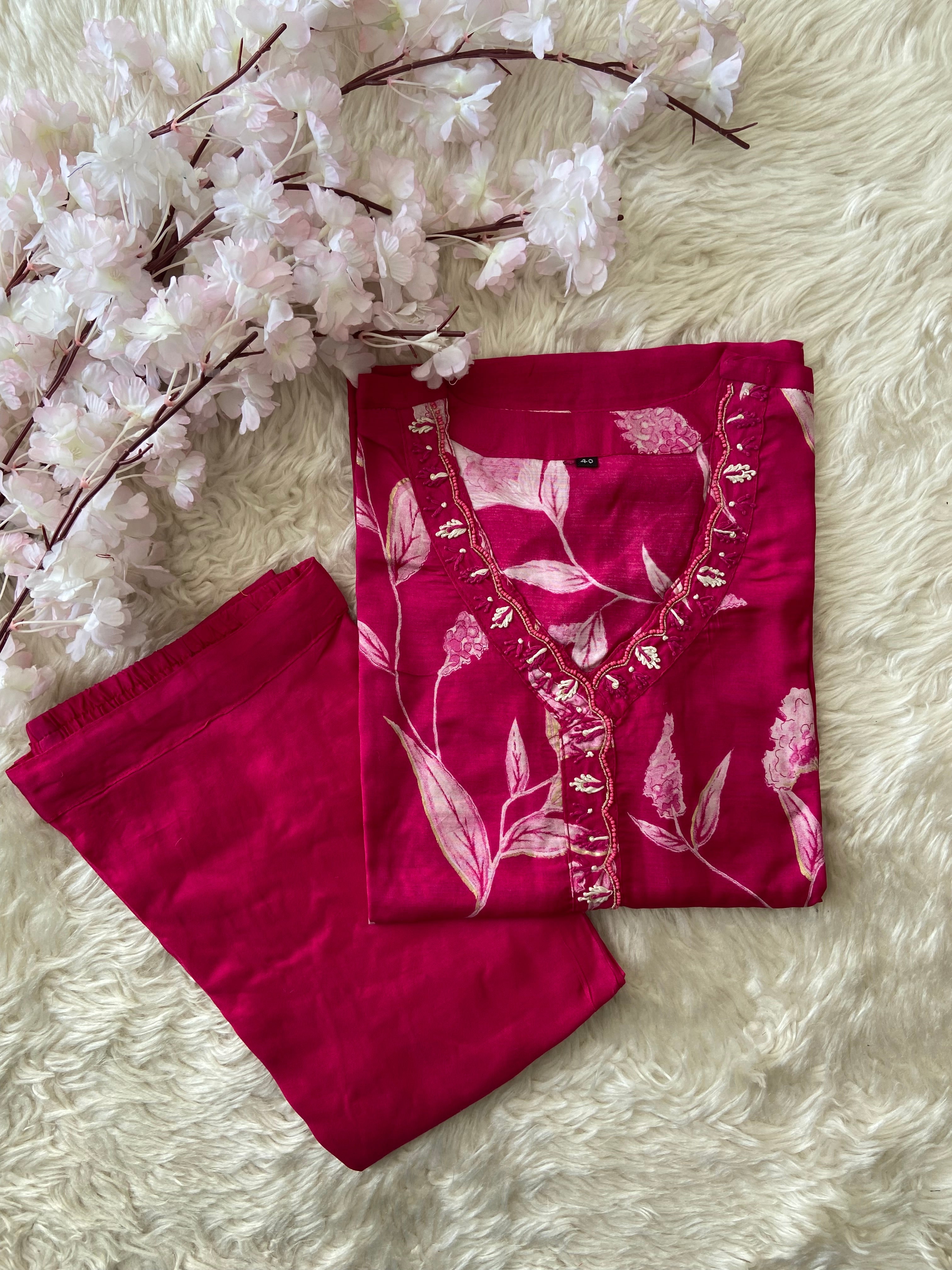 Mul Silk Kurti Pant Set