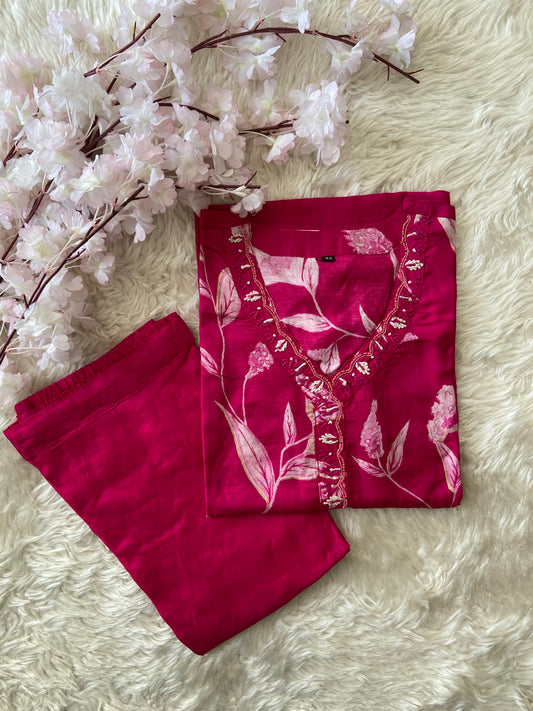 Mul Silk Kurti Pant Set