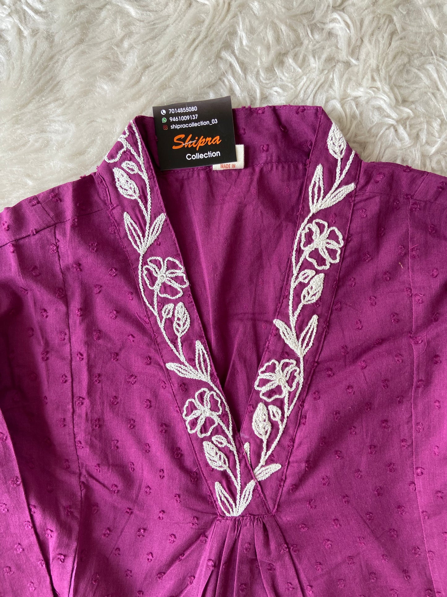 Dobey Mul Cotton Thread Work Kurti Pant Set
