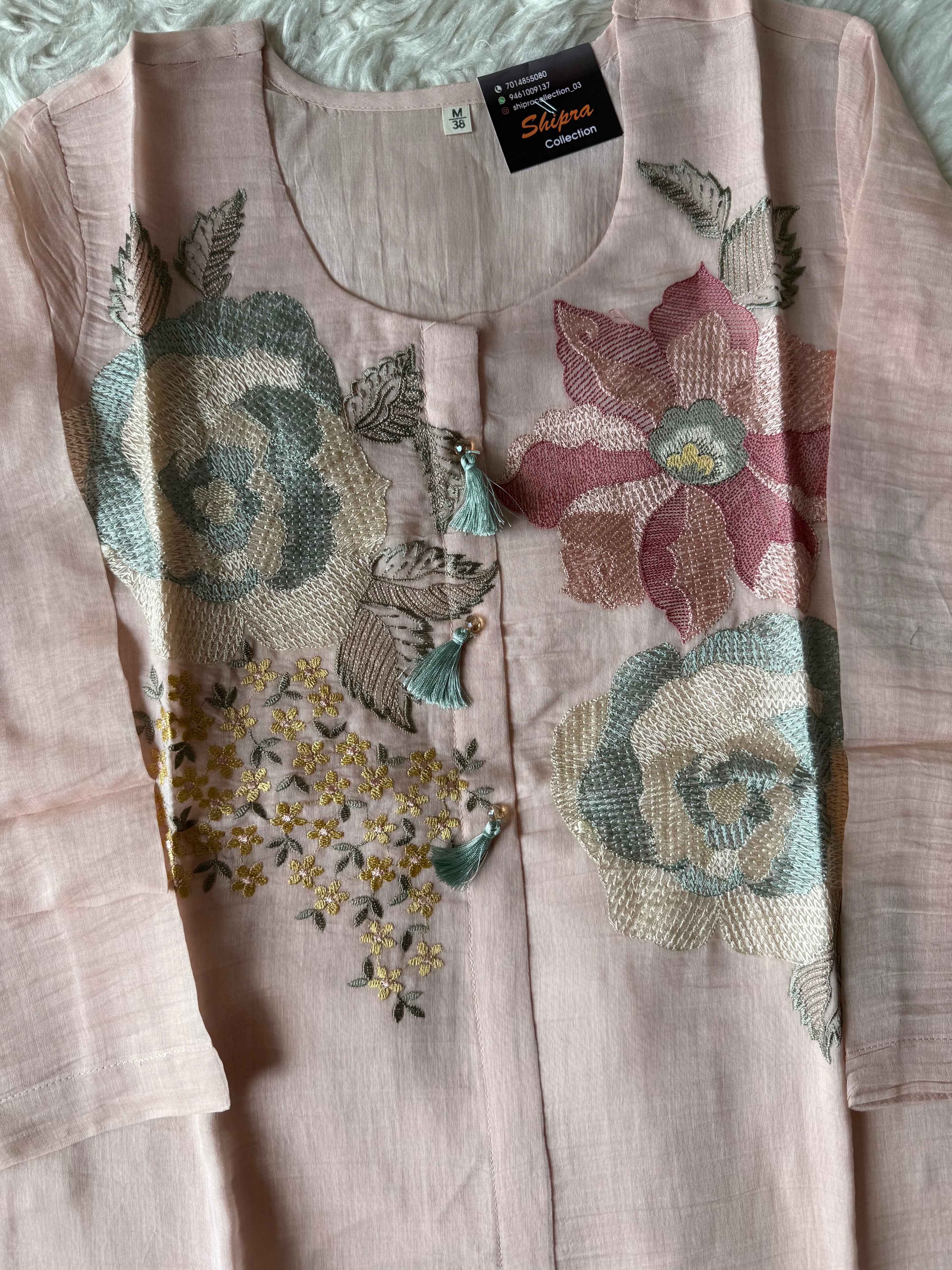 Mul Chanderi Thread work Co-ord Set