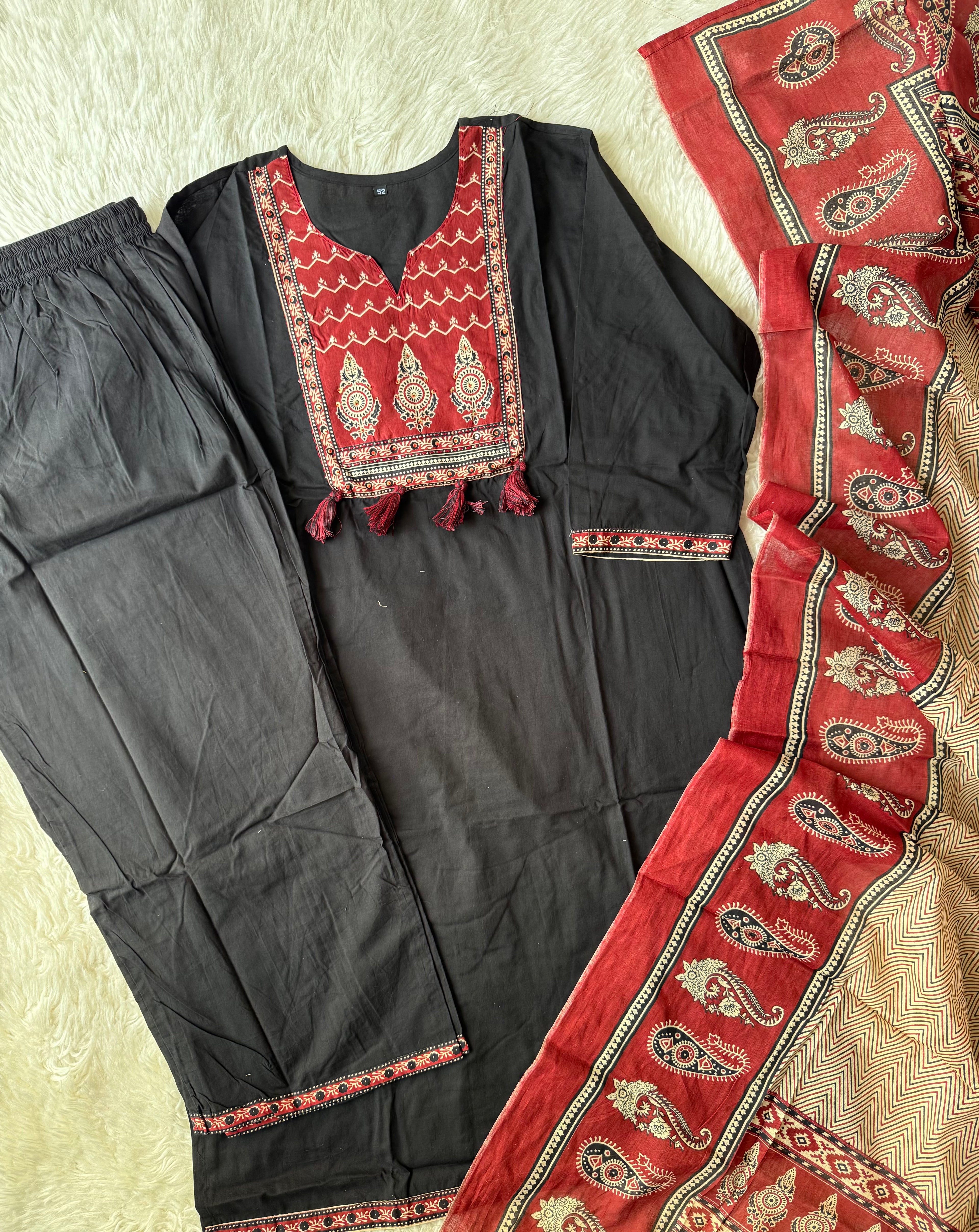 Pure Cotton Kurti Pant Dupatta Set