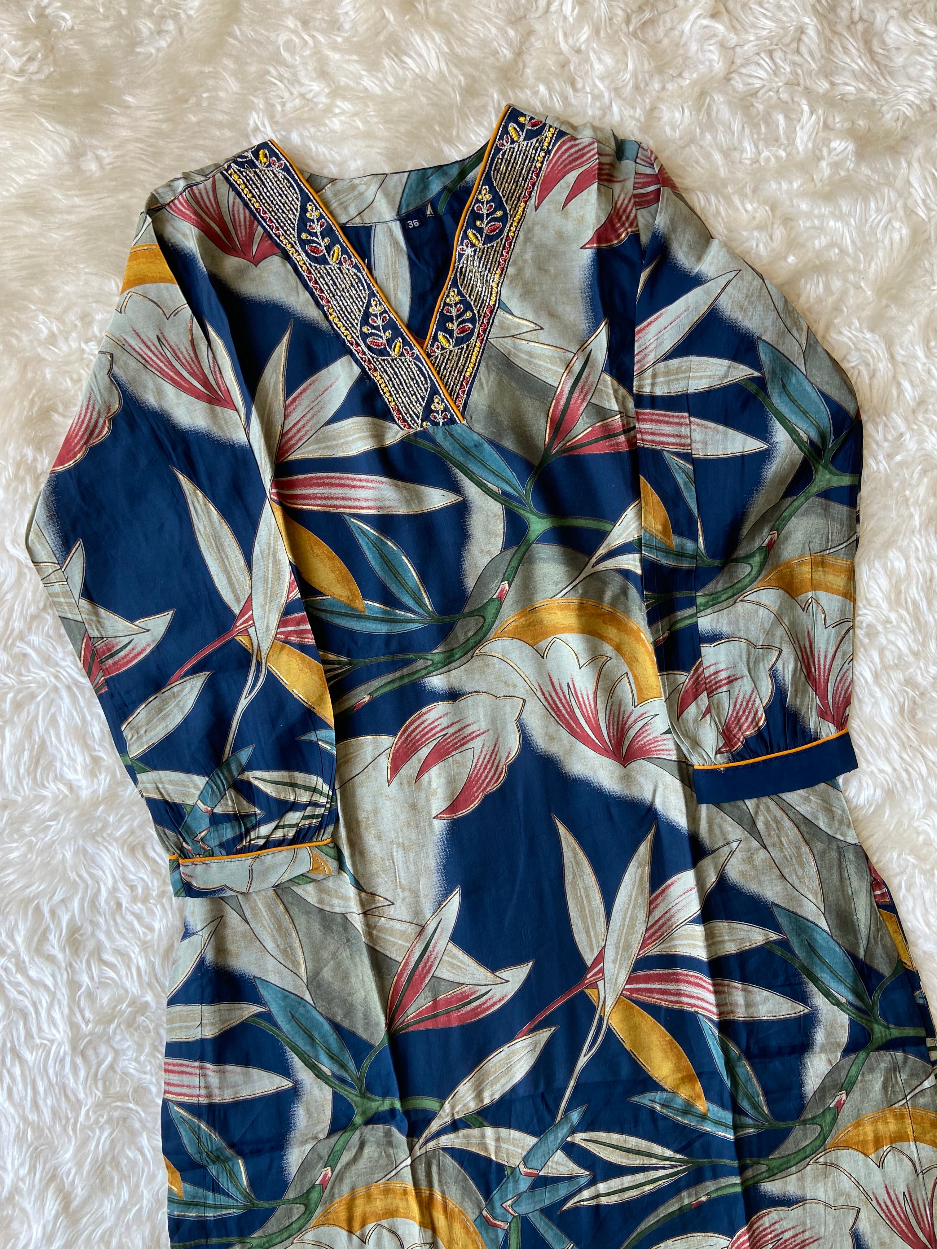 Muslin Silk Kurti Afghani Pant Dupatta Set