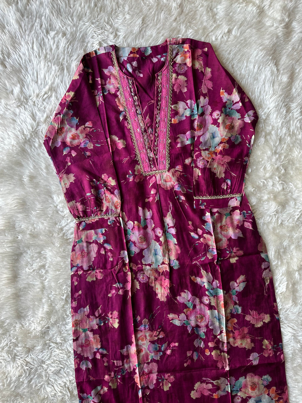 Pure Muslin Silk Kurti Afghani Pant Dupatta Set