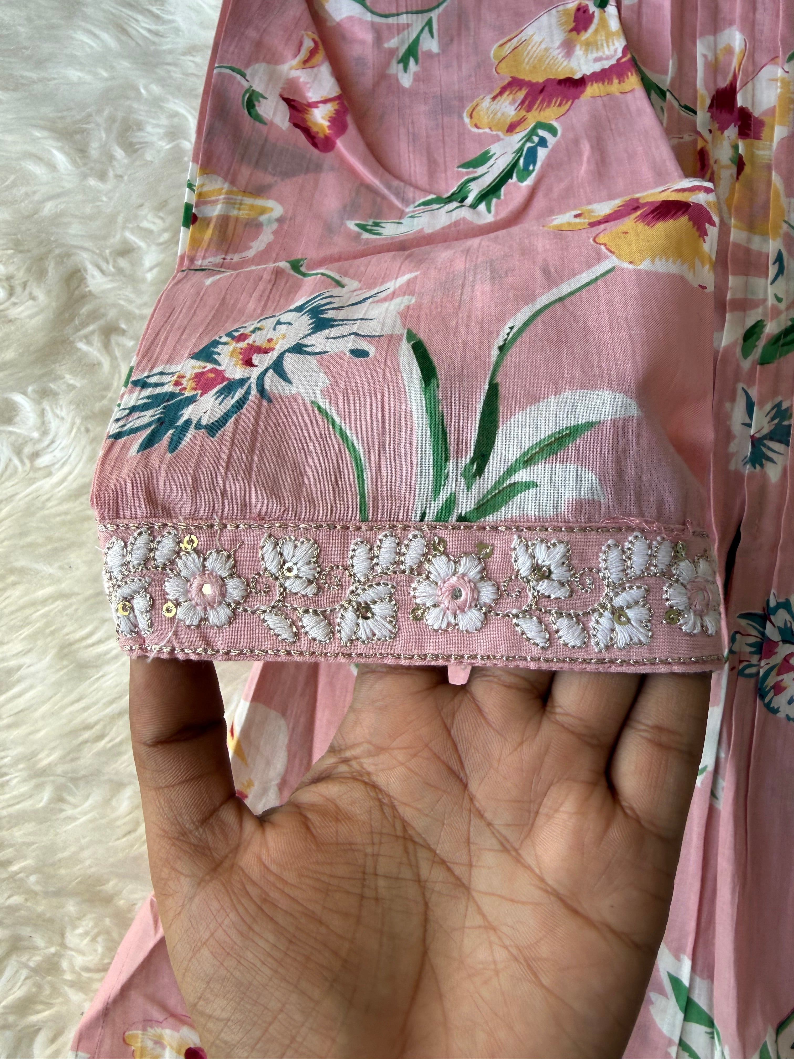 Premium Cotton Aline Kurti Pant Dupatta Set