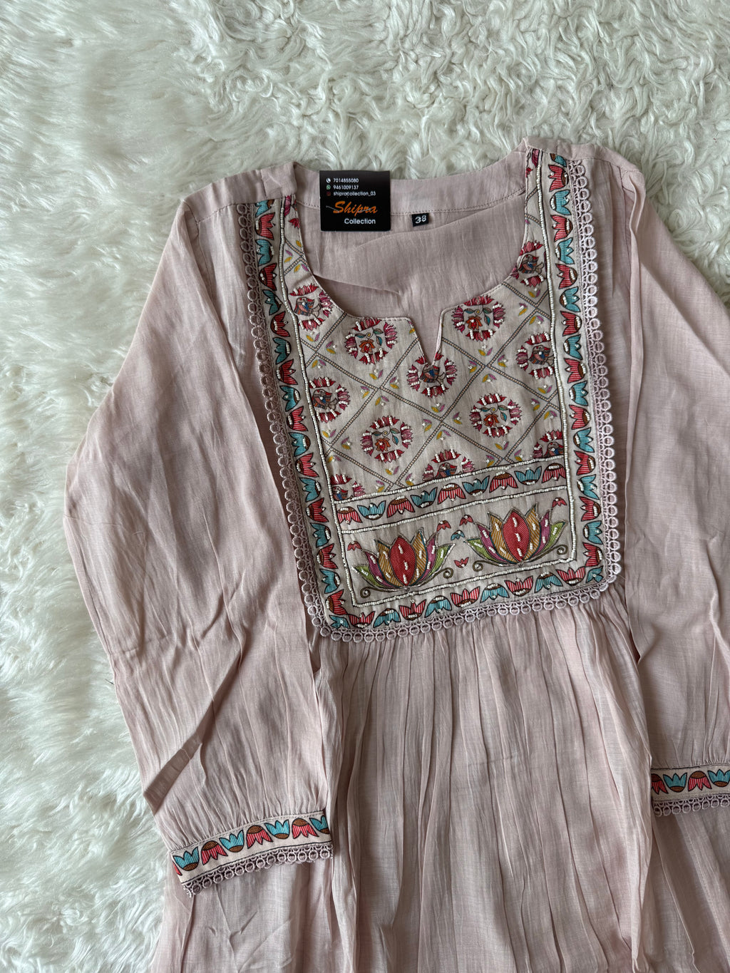 Mul Chanderi Kurti Pant Dupatta Set