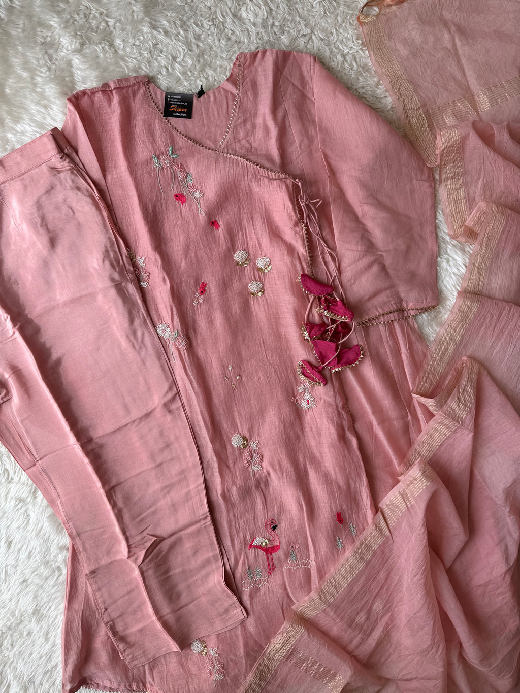 “Plus Size” Mul Chanderi Kurti Pant Dupatta Set