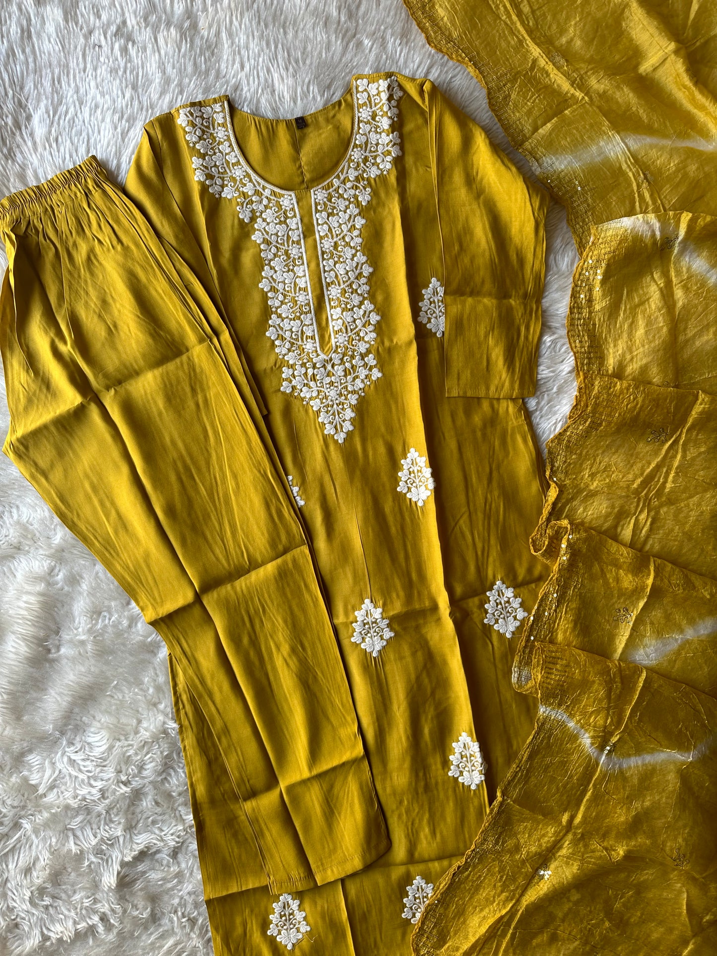 Cotton Silk Kurti Pant Dupatta Set