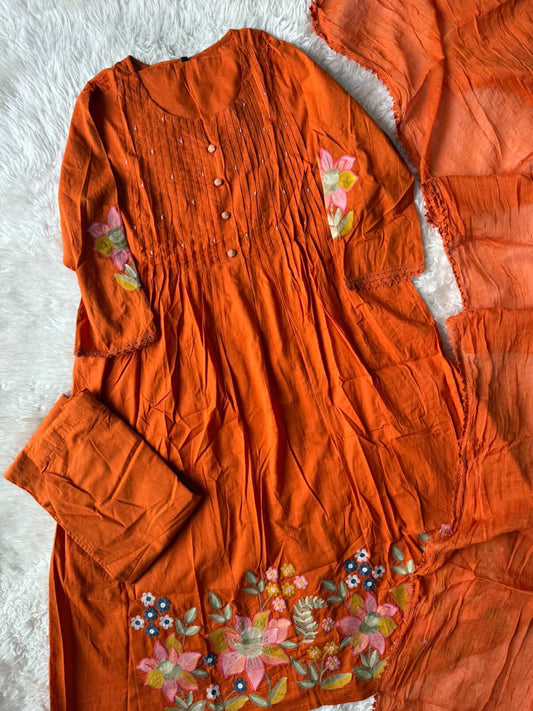 Mul Cotton Kurti Pant Dupatta Set
