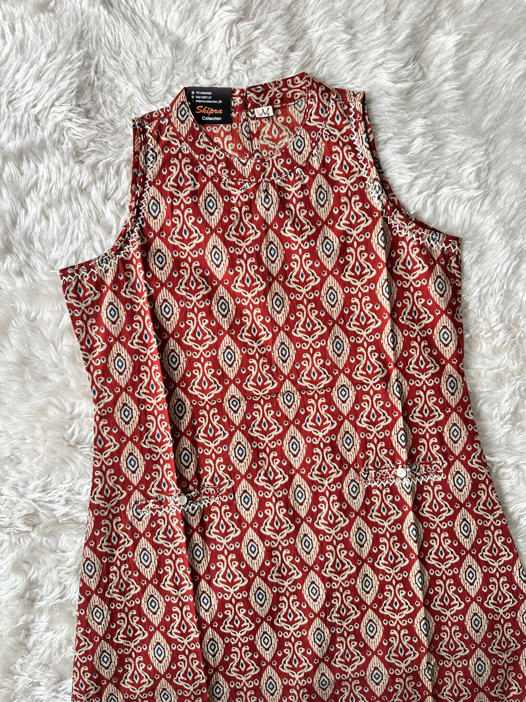 Pure Cotton Sleeveless Kurti Pant Set