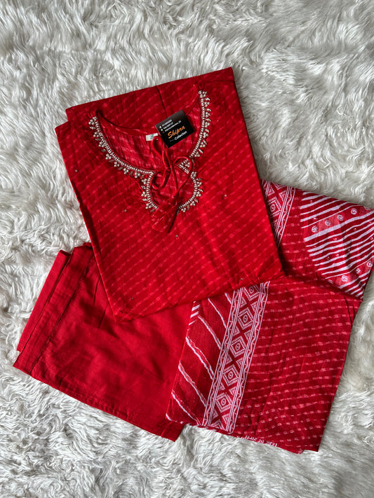 Premium Cotton Kurti Pant Dupatta Set