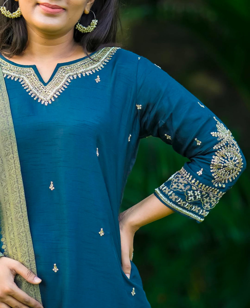 Pure Silk Kurti Pant Dupatta Set