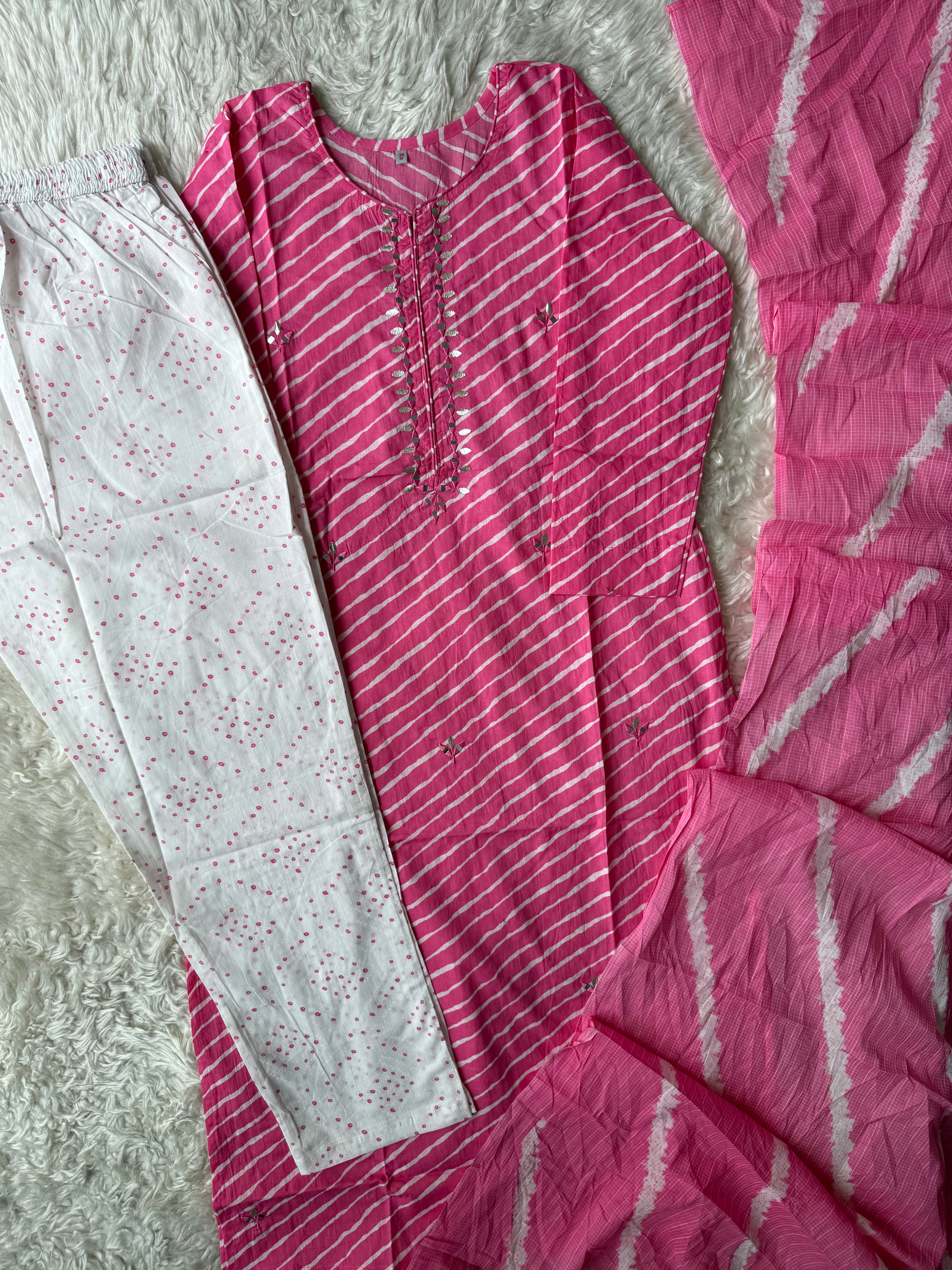 Premium Cotton Lehariya Set