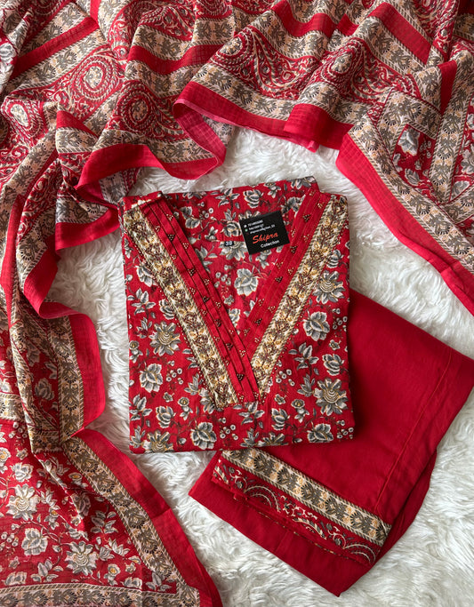 Premium Cotton Kurti Plazo Dupatta Set
