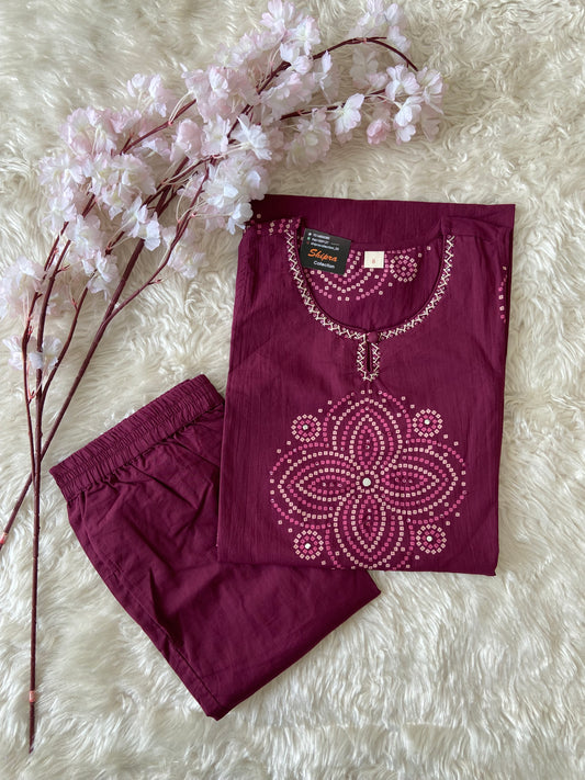 Pure Cotton Sleeveless Kurti Pant Set