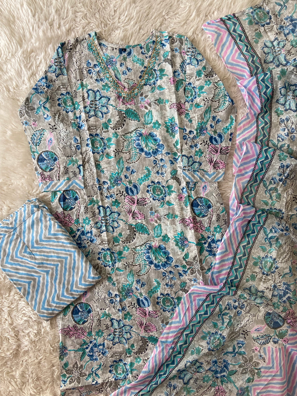 Budget Friendly Kurti Pant Dupatta Set