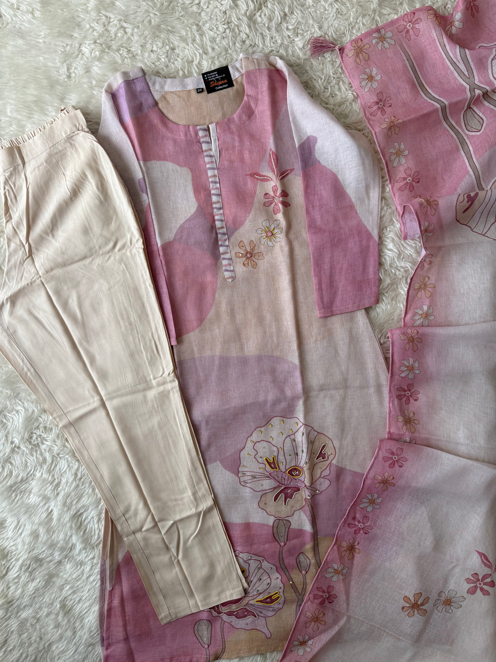 Linen Kurti Pant Dupatta Set
