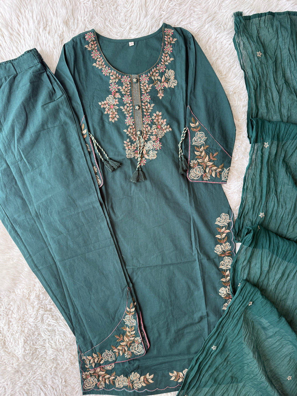 Premium Cotton Kurti Pant Dupatta Set