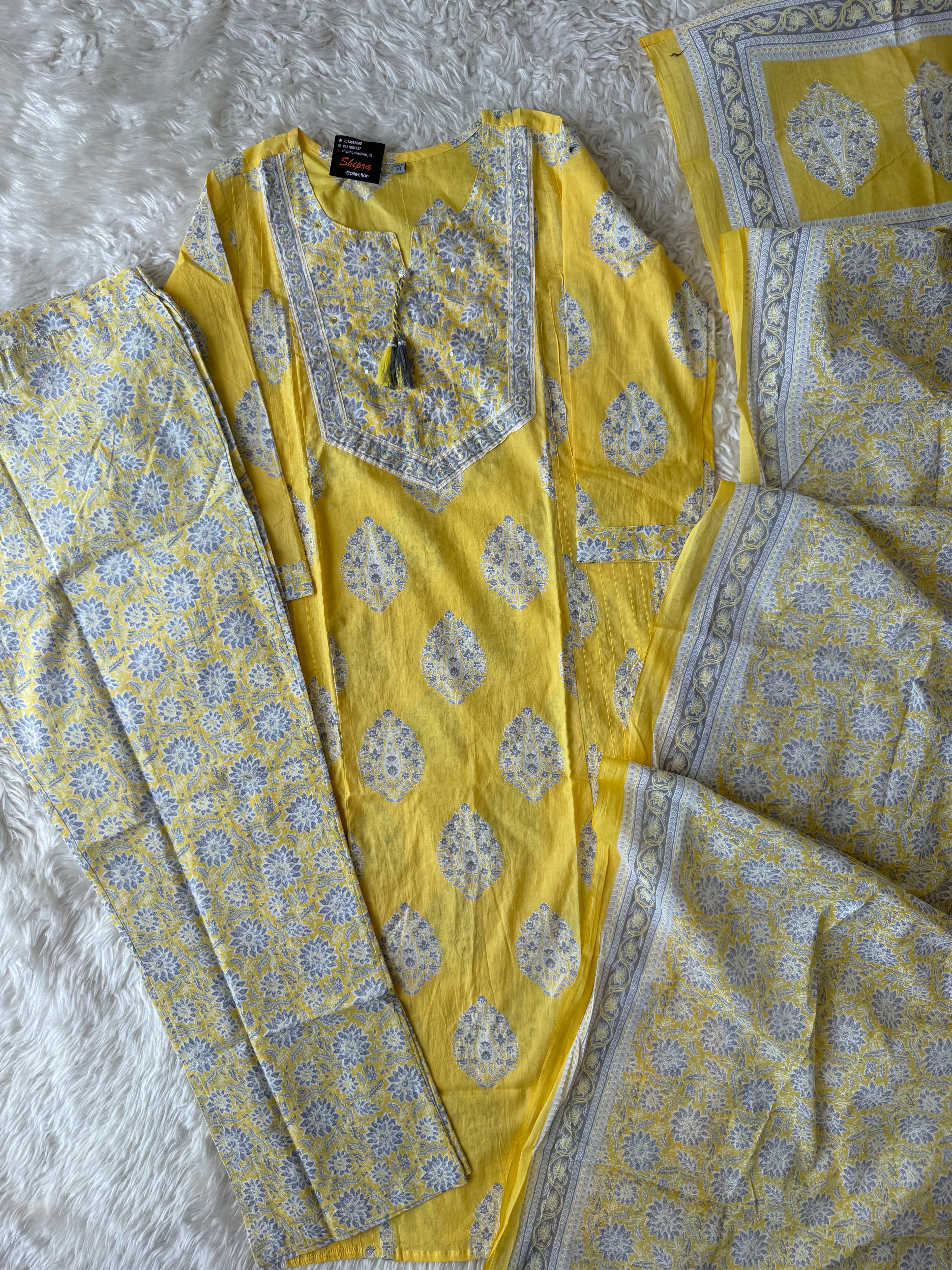 Premium Cotton Kurti Pant Dupatta Set